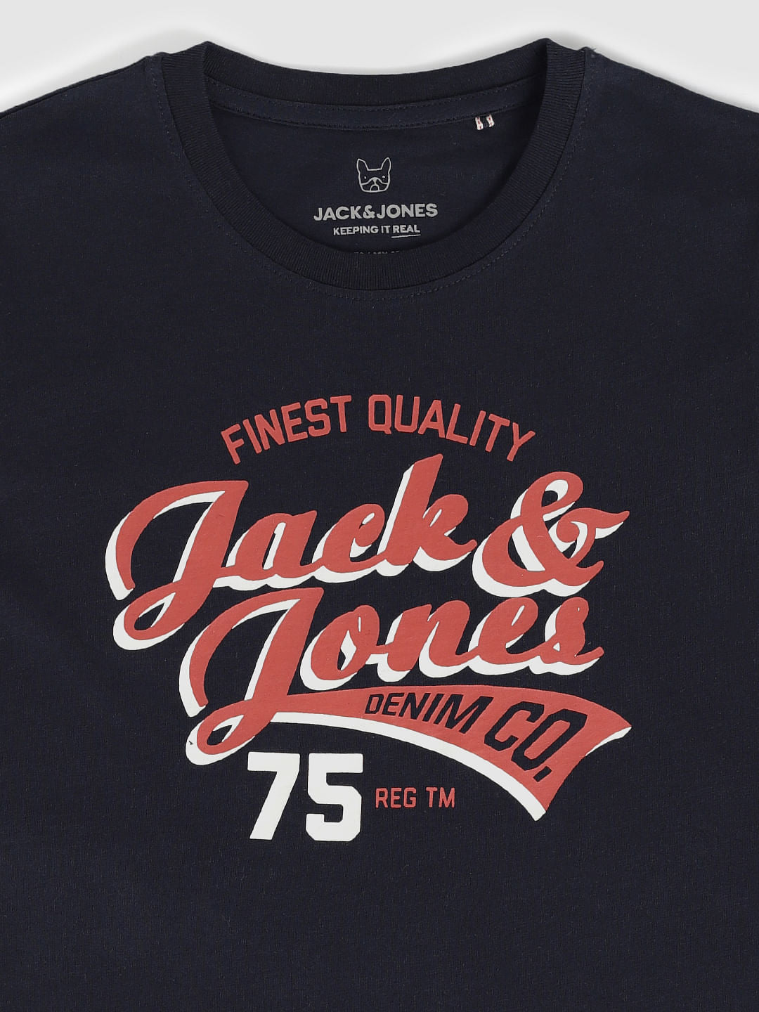Boys Navy Blue Typographic Print Crew Neck T-Shirt