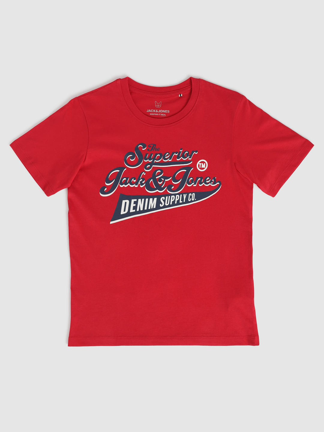 Boys Red Typographic Print Crew Neck T-Shirt - 128/8Y