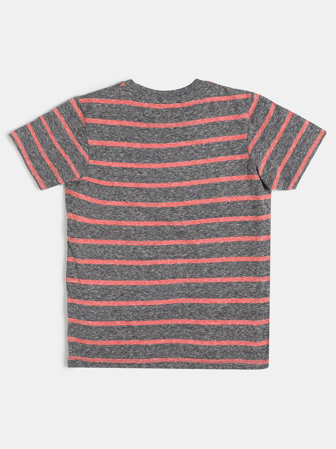 Boys Grey Striped Crew Neck T-shirt