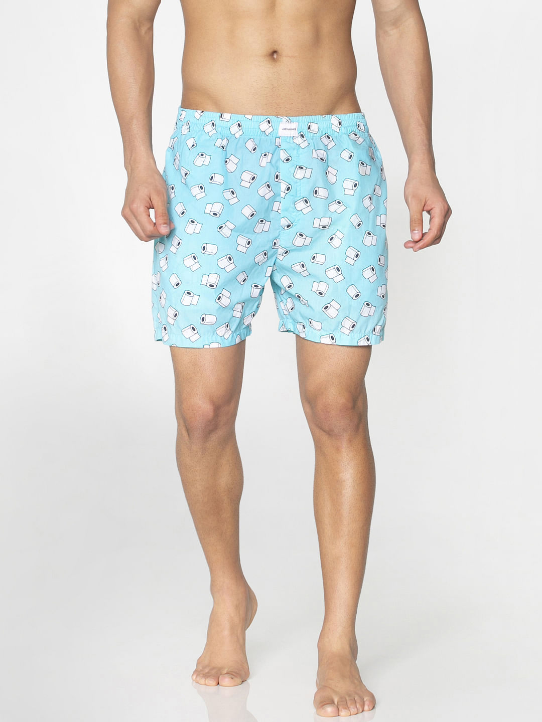 Light Blue All Over Paper Roll Graphic Print Boxers