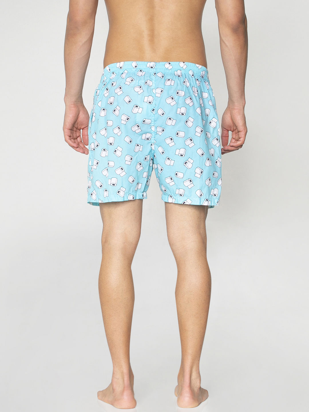 Light Blue All Over Paper Roll Graphic Print Boxers