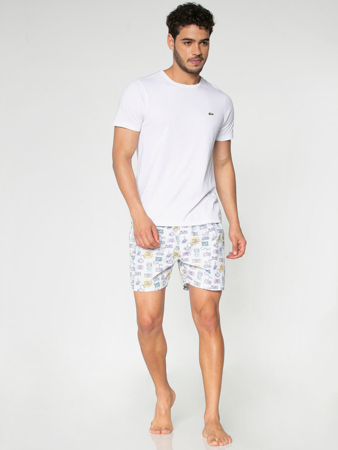 White All Over Video Game Graphic Print Boxers