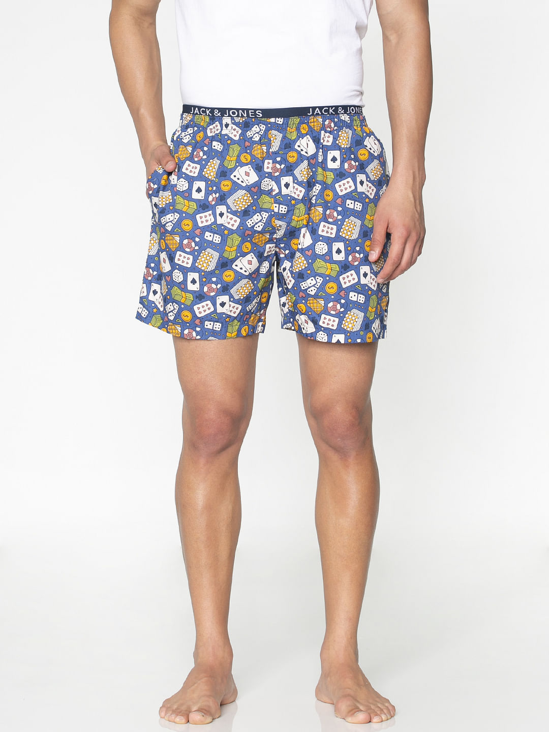 Blue All Over Poker Game Graphic Print Boxers