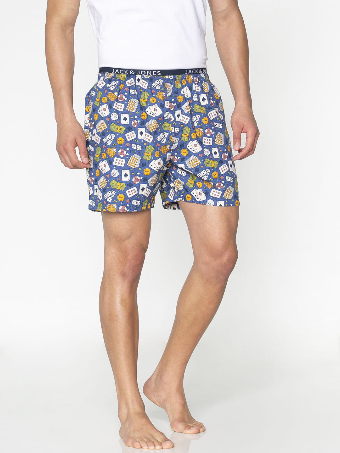 Blue All Over Poker Game Graphic Print Boxers