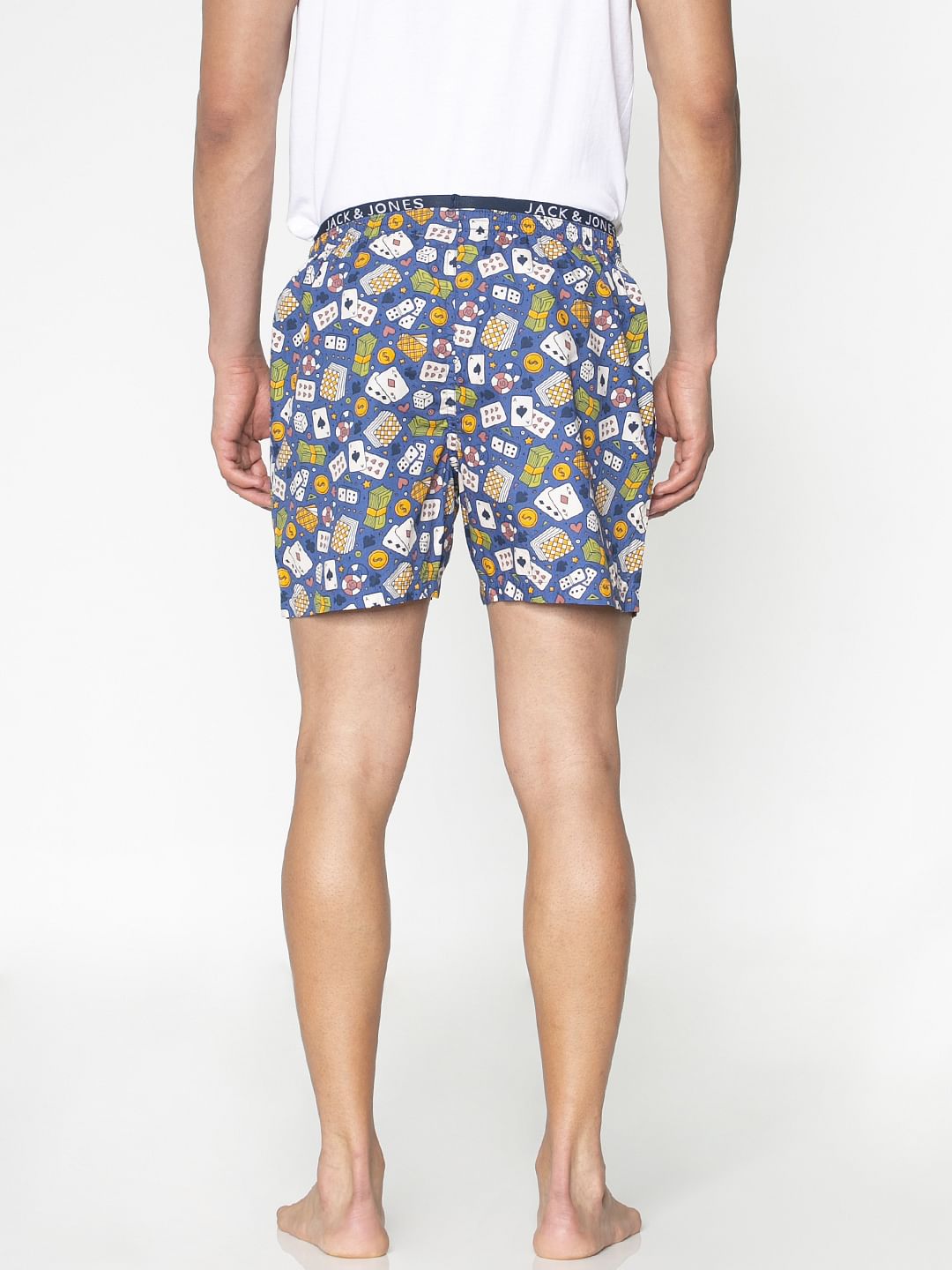 Blue All Over Poker Game Graphic Print Boxers