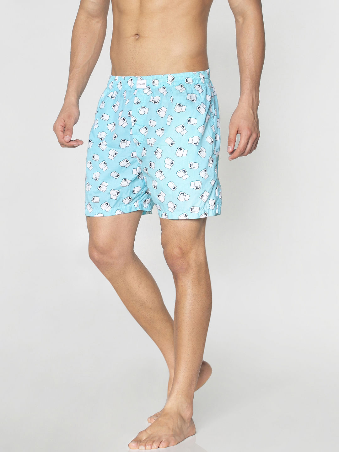 Light Blue All Over Paper Roll Graphic Print Boxers