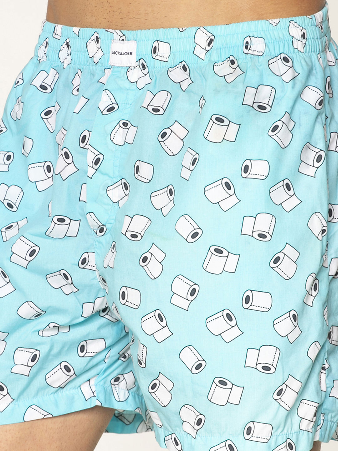 Light Blue All Over Paper Roll Graphic Print Boxers