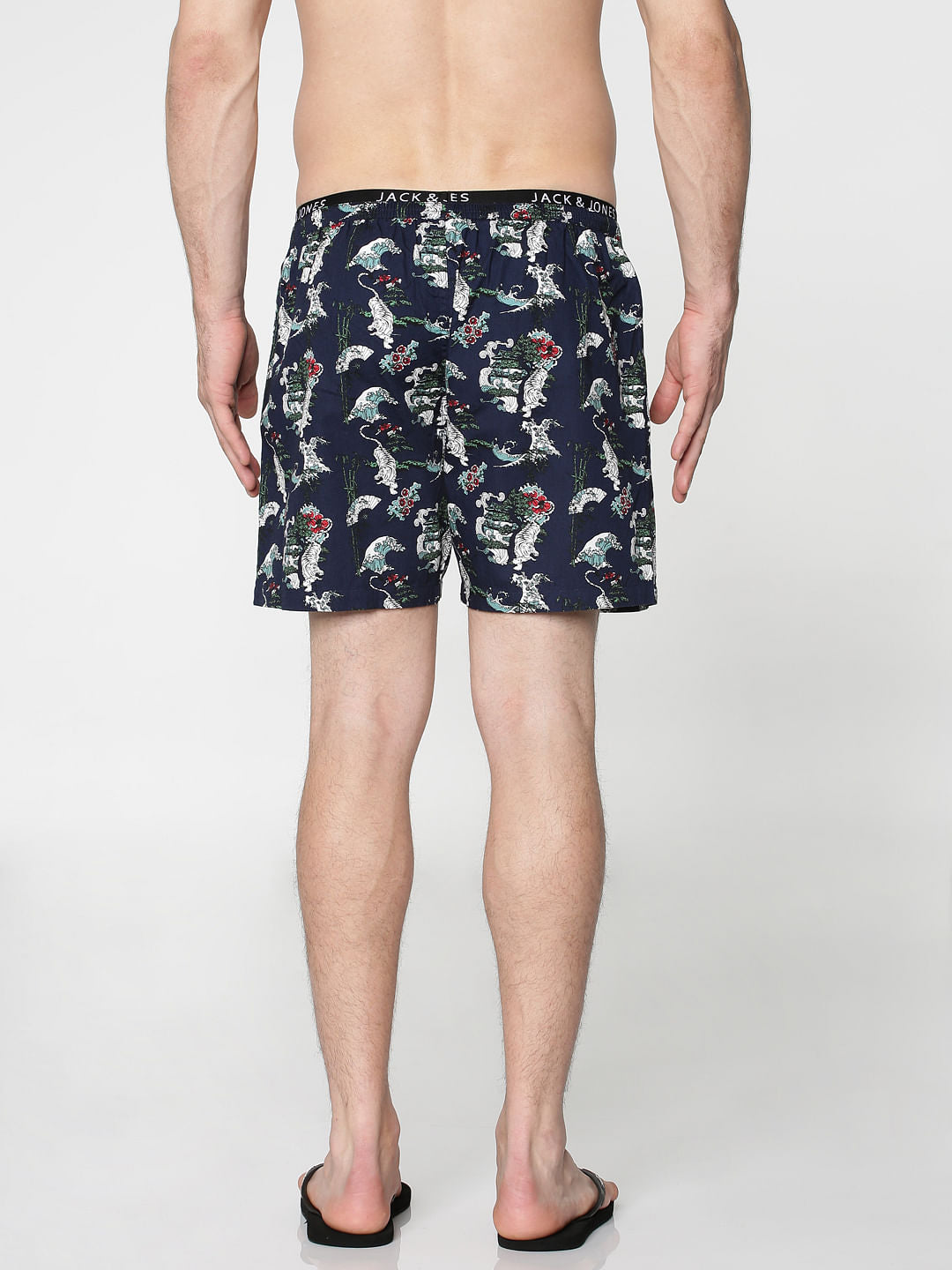 Navy Blue All Over Japan Tiger Graphic Print Boxers