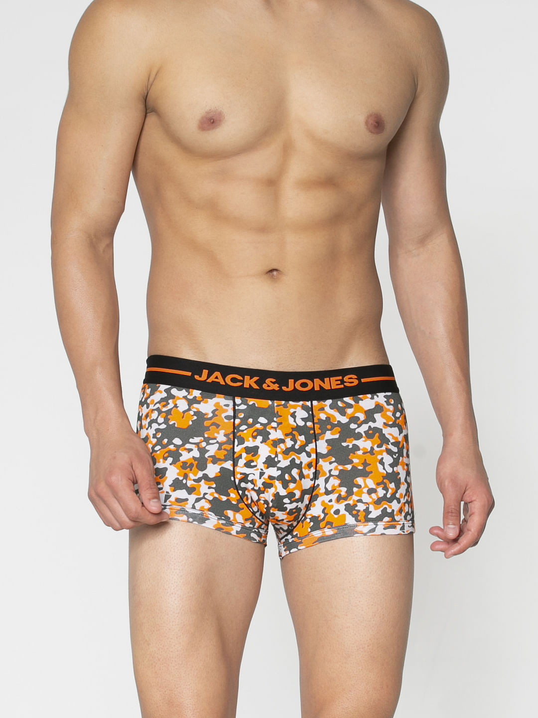 Grey All Over Camo Print Brazilian Trunks - S