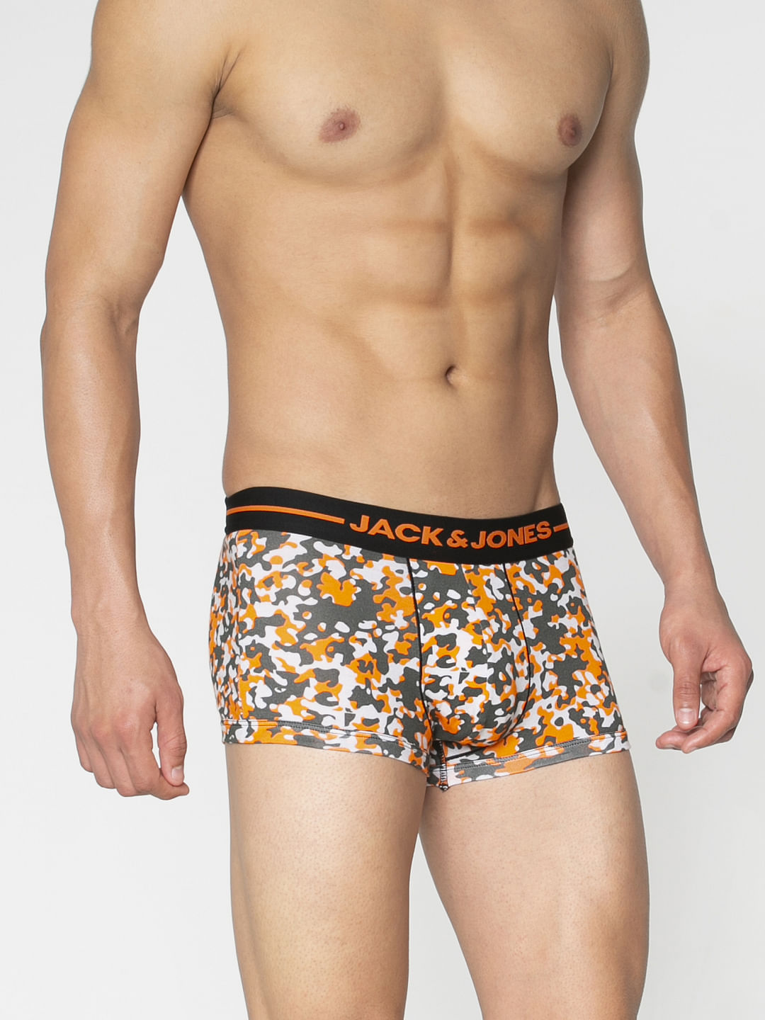 Grey All Over Camo Print Brazilian Trunks