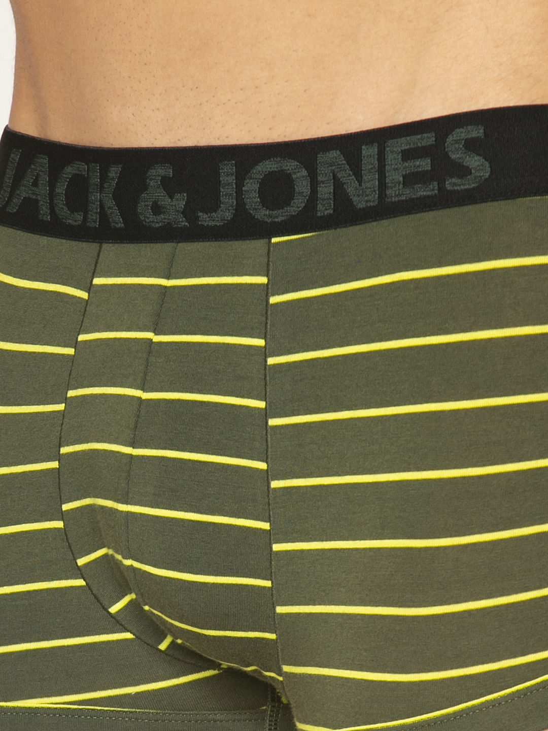 Green And Yellow Striped Brazilian Trunks