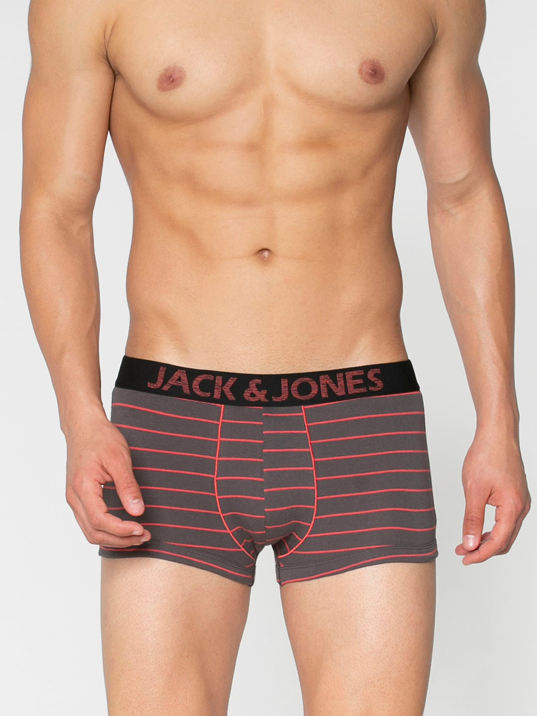 Grey Striped Brazilian Trunks - S