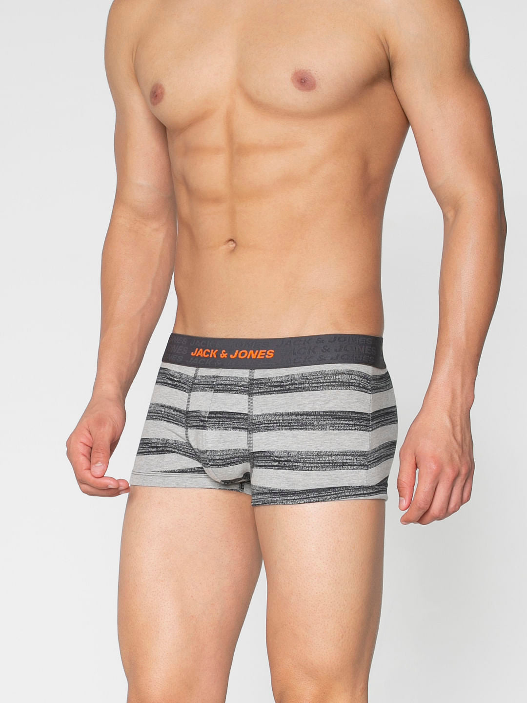 Black And Grey Striped Brazilian Trunks