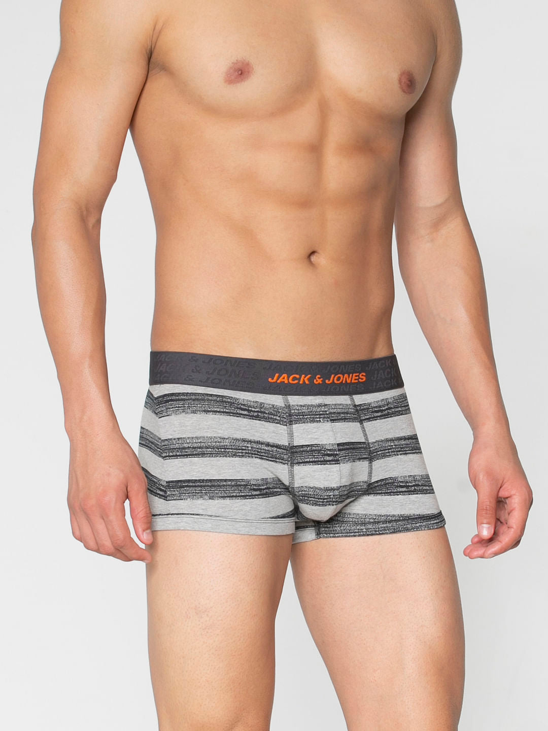 Black And Grey Striped Brazilian Trunks