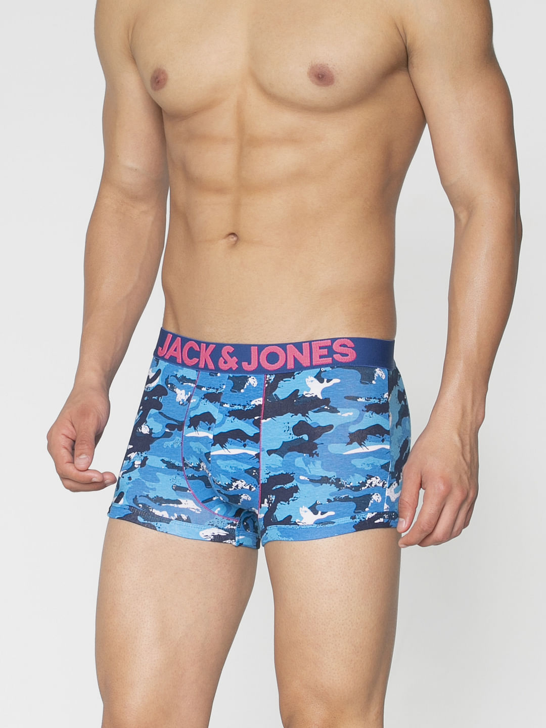 Blue All Over Camo Print Brazilian Trunks