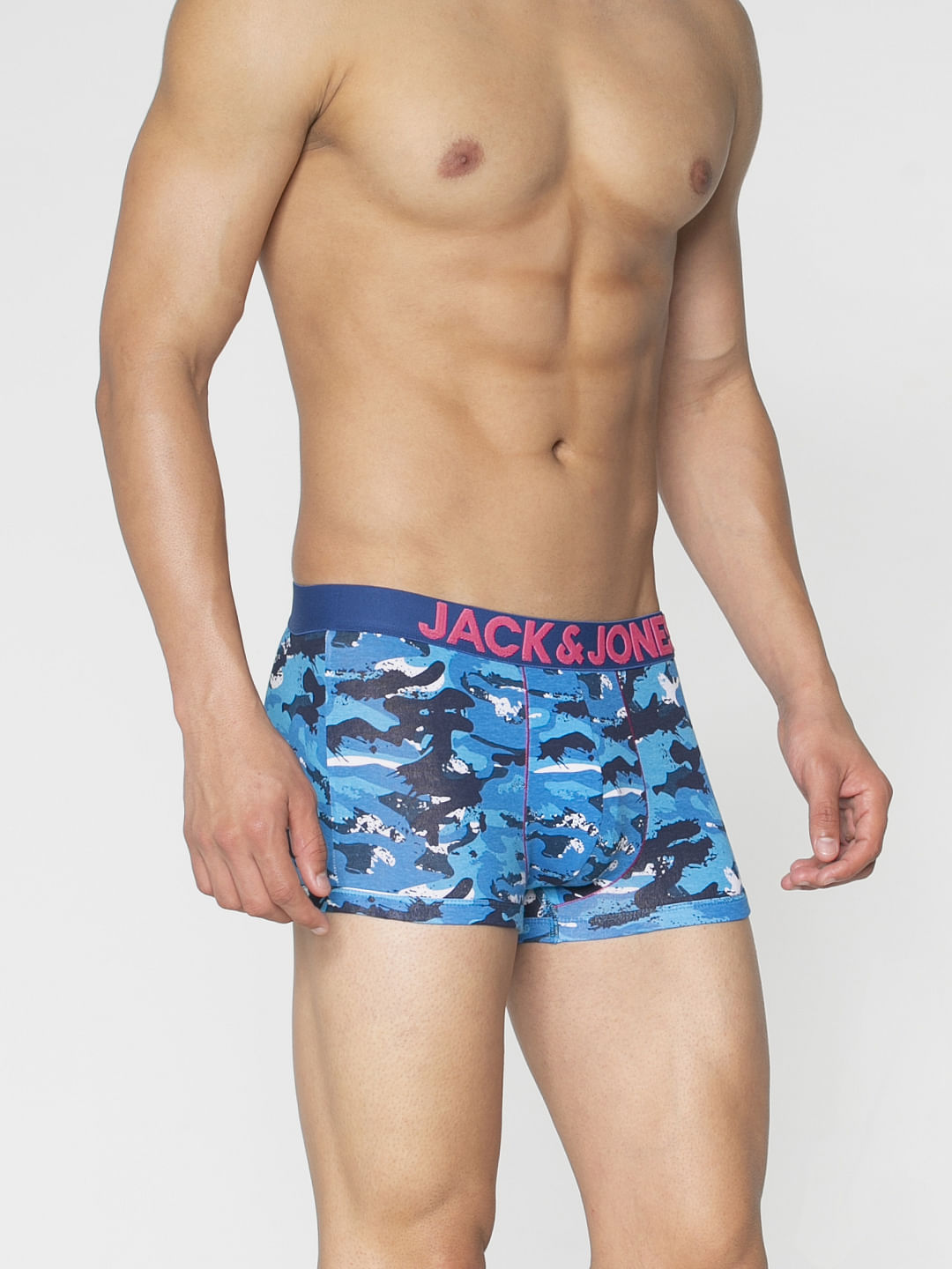 Blue All Over Camo Print Brazilian Trunks