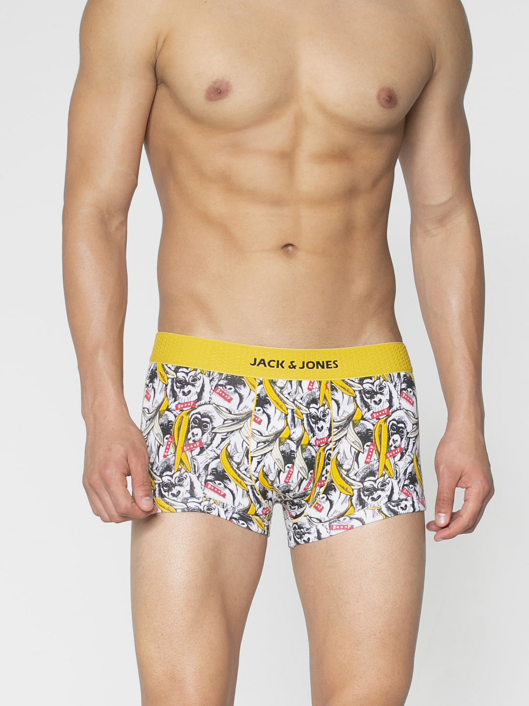 White All Over Graphic Print Brazilian Trunks - S