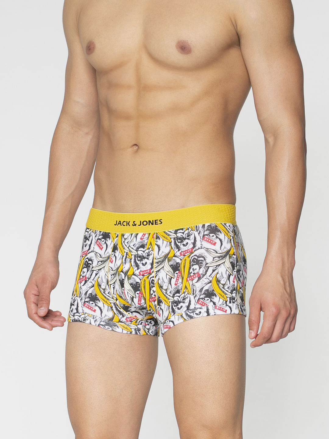 White All Over Graphic Print Brazilian Trunks