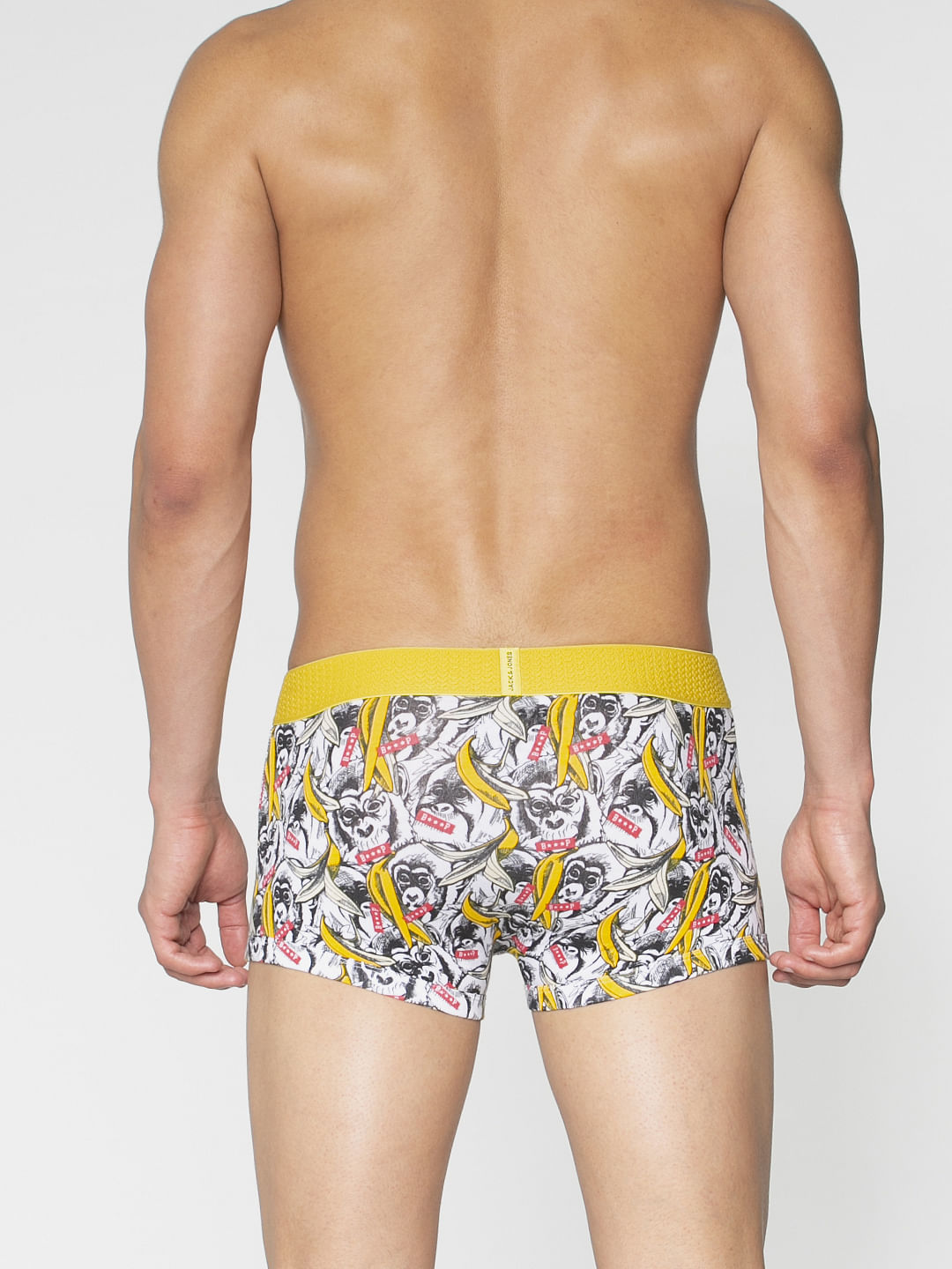 White All Over Graphic Print Brazilian Trunks