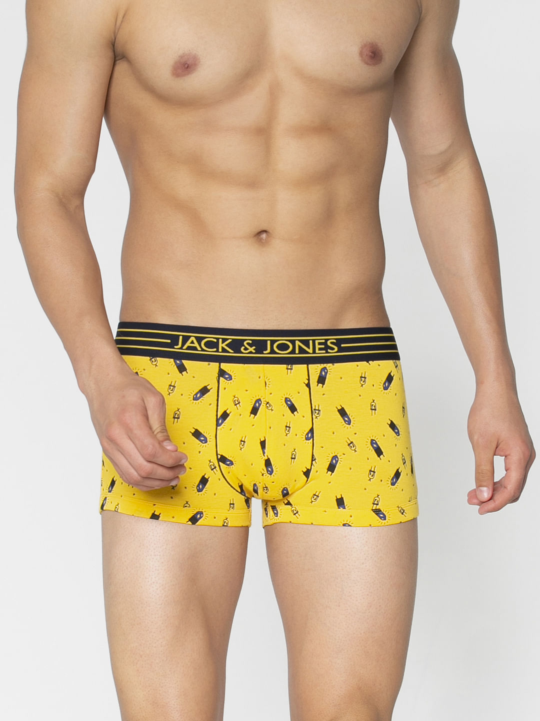 Yellow All Over Light Bulb Print Brazilian Trunks - S