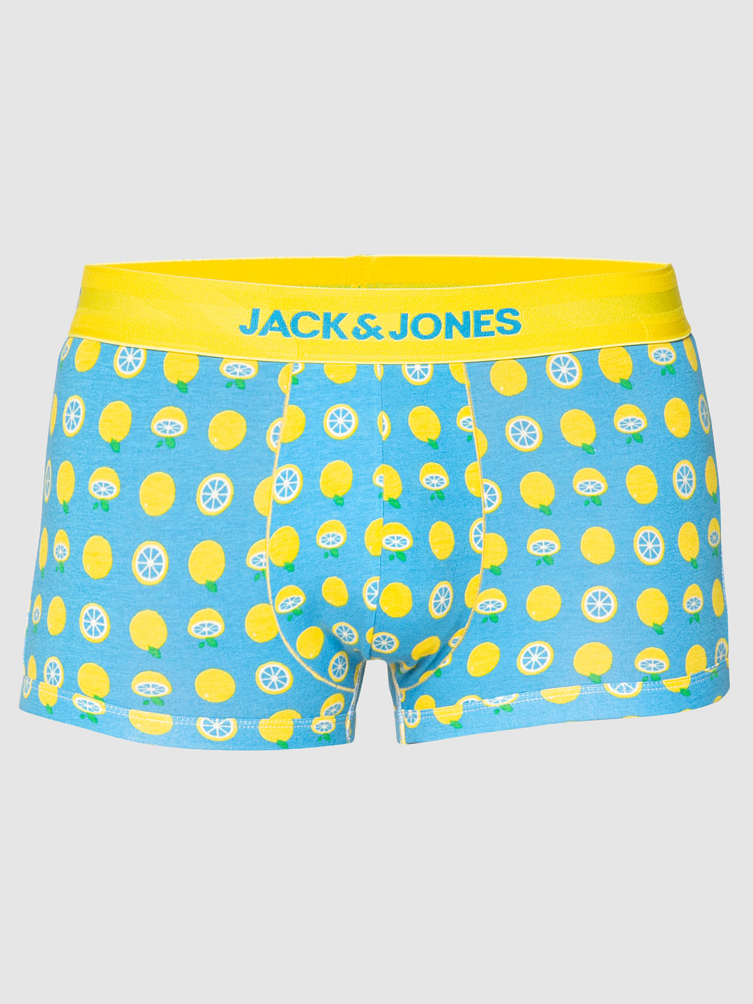 Blue All Over Lemon Print Brazilian Trunks