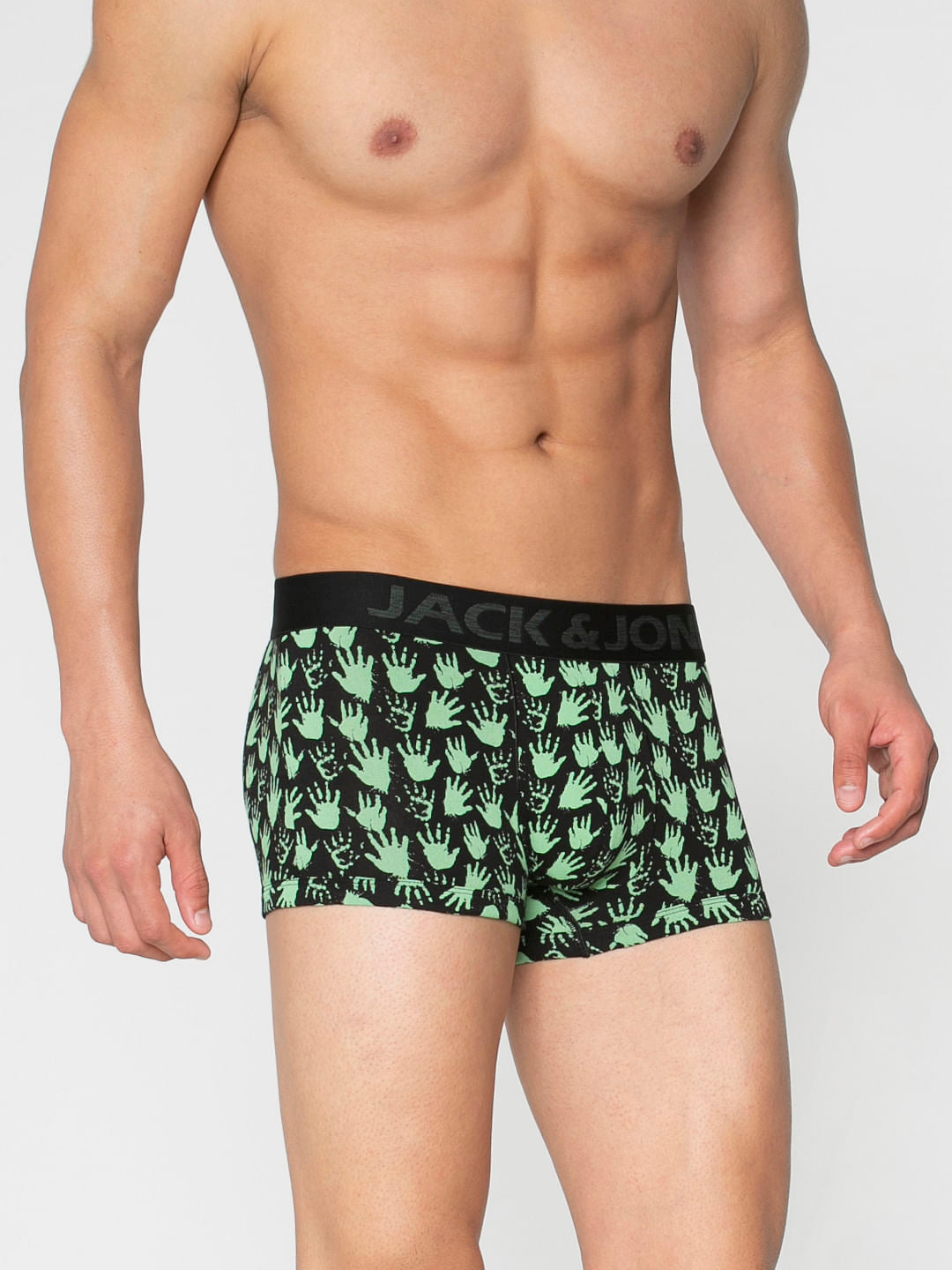 Black All Over Palm Print Brazilian Trunks