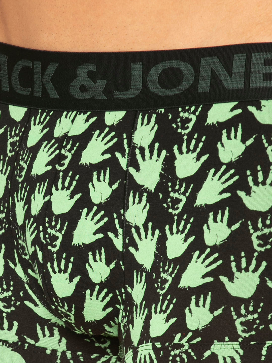 Black All Over Palm Print Brazilian Trunks