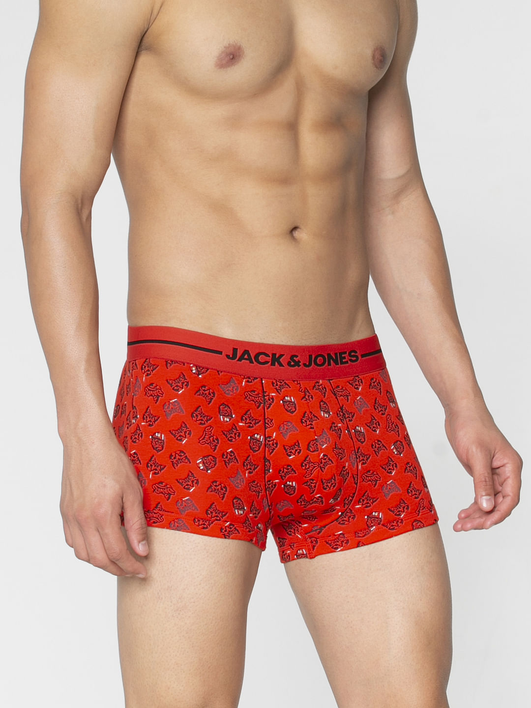 Red All Over Swag Print Brazilian Trunks