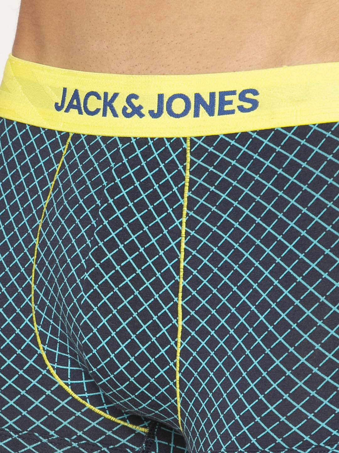 Blue And Black Checks Print Brazilian Trunks