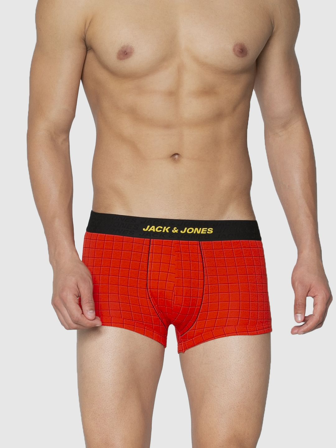 Red Checks Print Brazilian Trunks - S