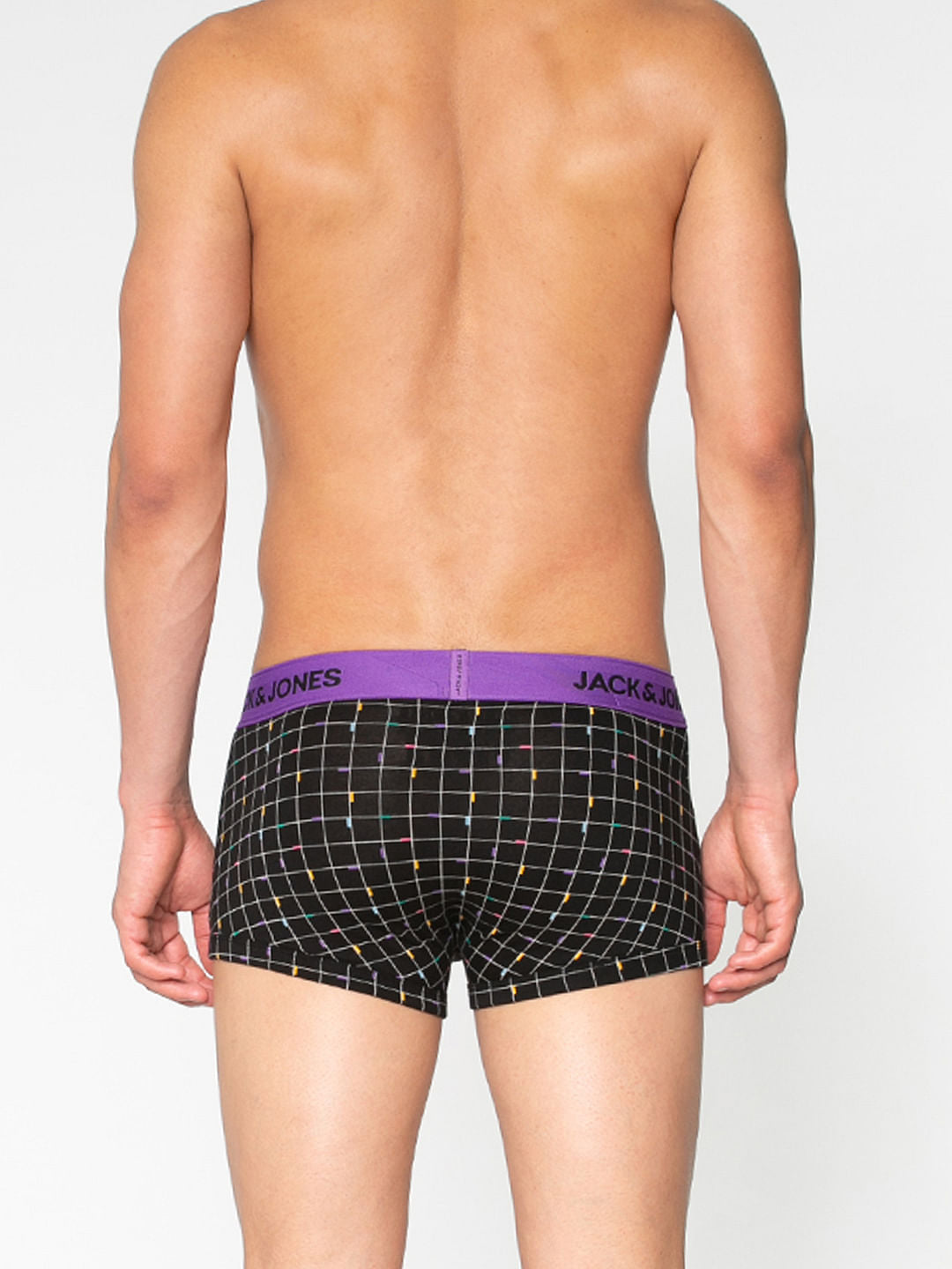 Black Square Checks Print Brazilian Trunks