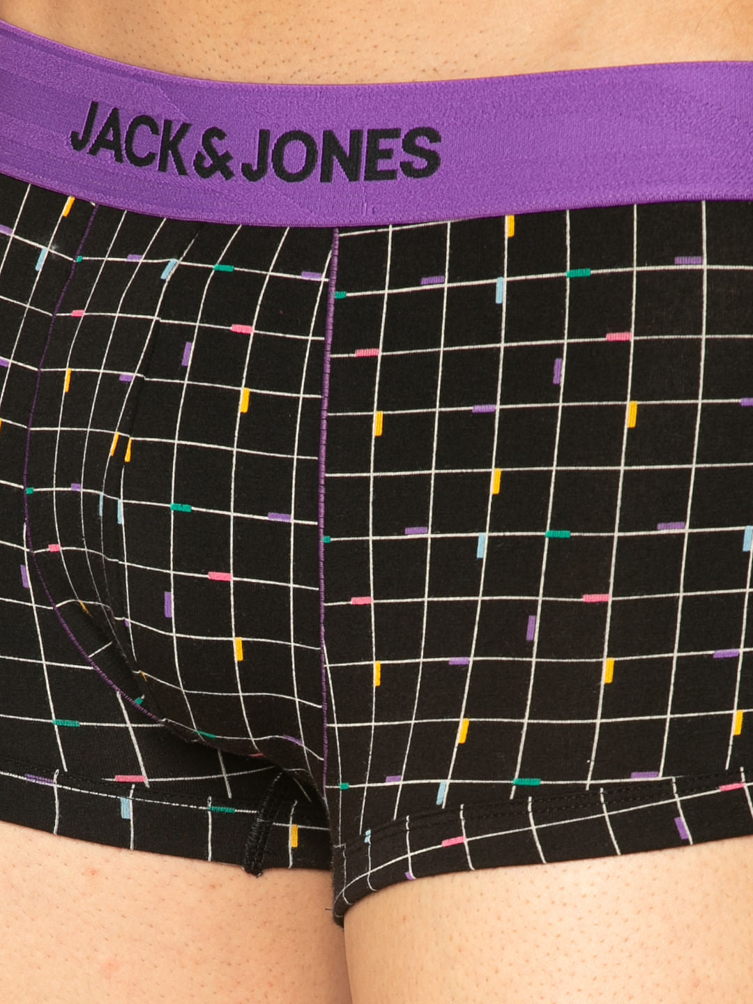 Black Square Checks Print Brazilian Trunks