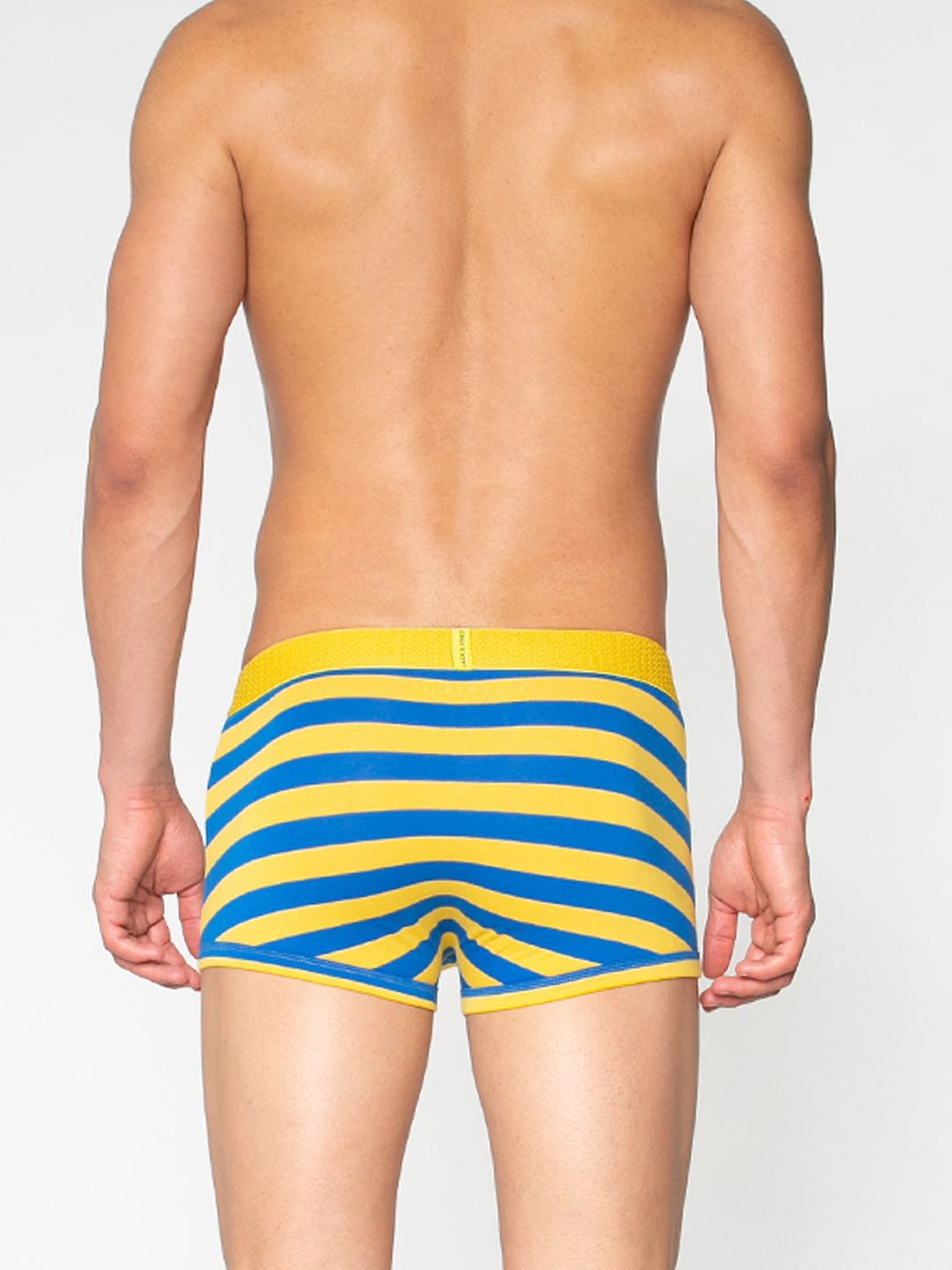 Blue And Yellow Striped Brazilian Trunks