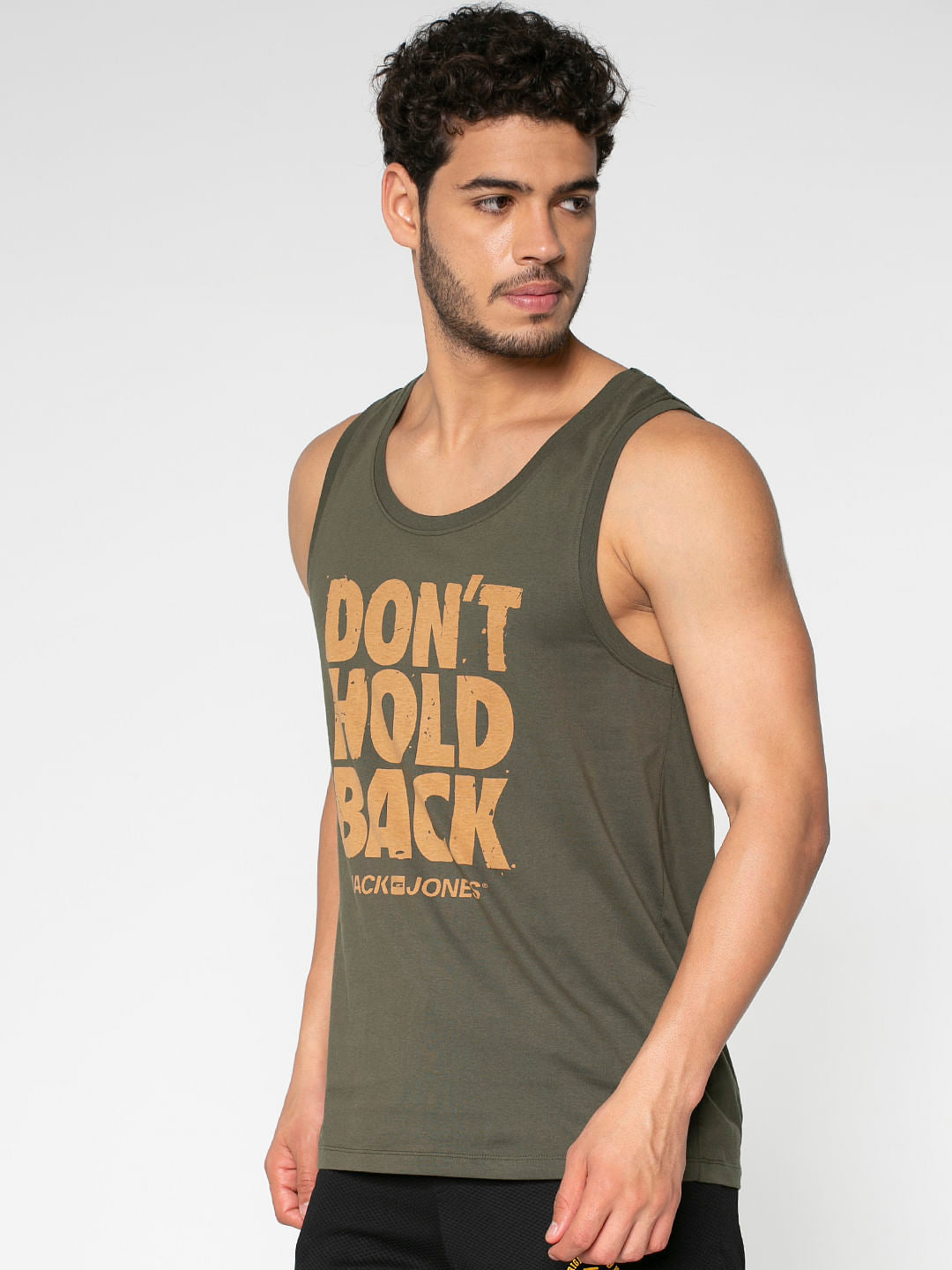 Dark Green Text Print Vest