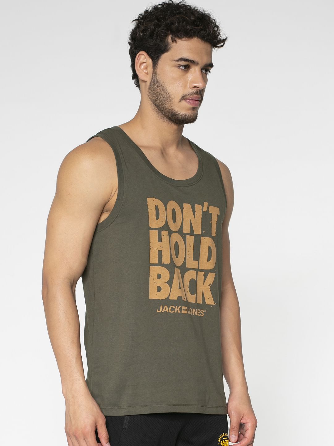 Dark Green Text Print Vest