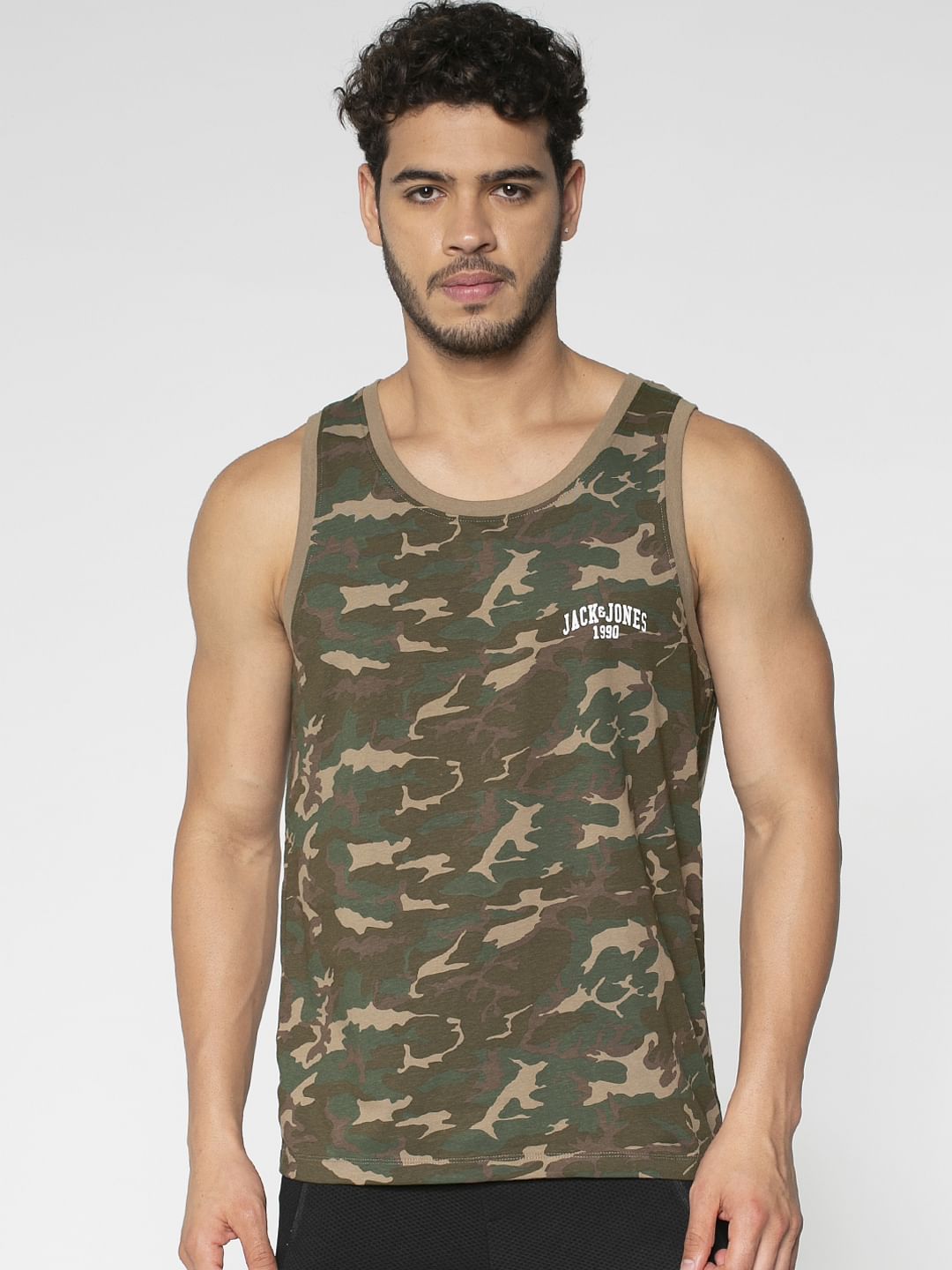 Green All Over Camo Print Vest