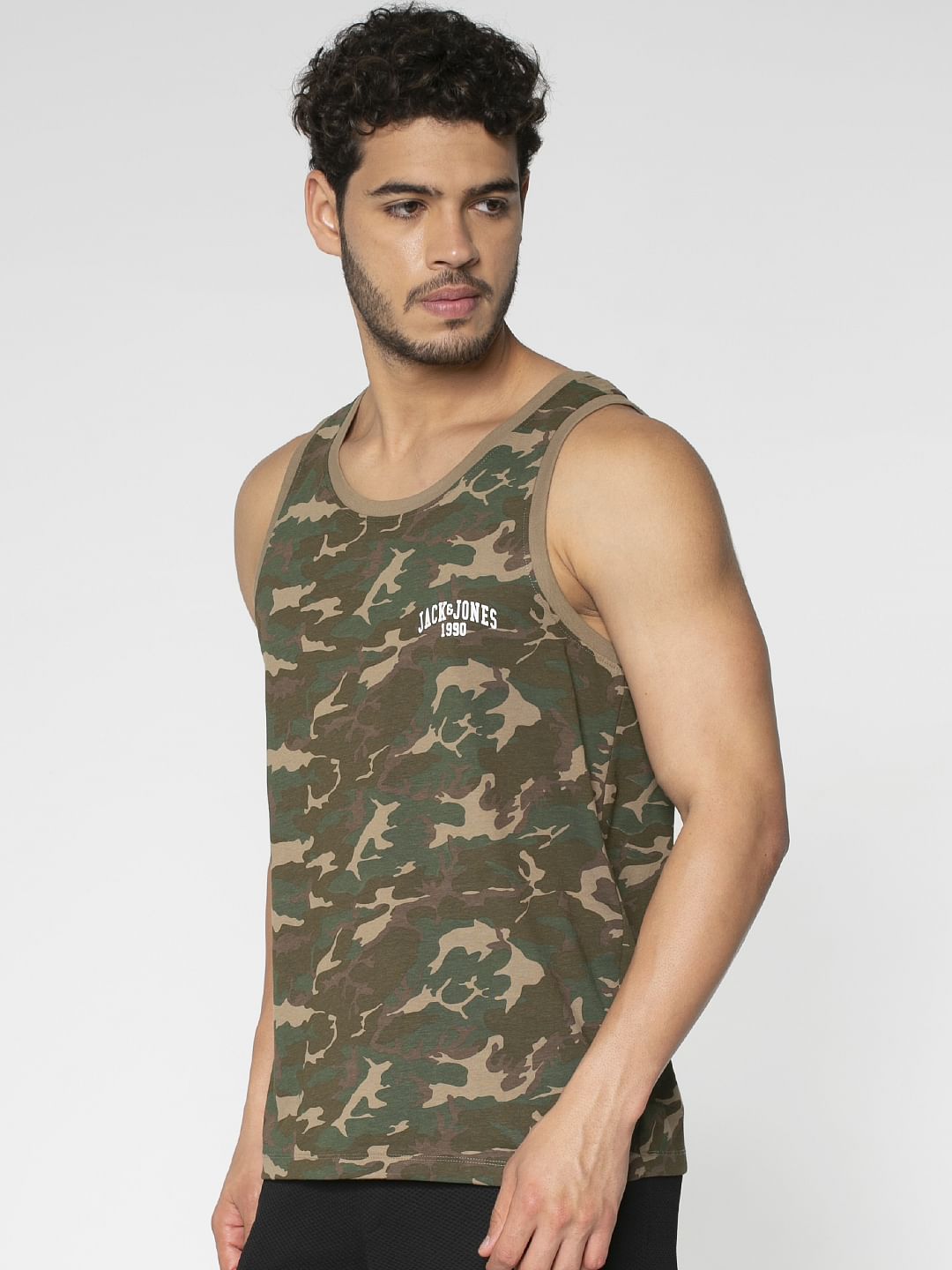 Green All Over Camo Print Vest