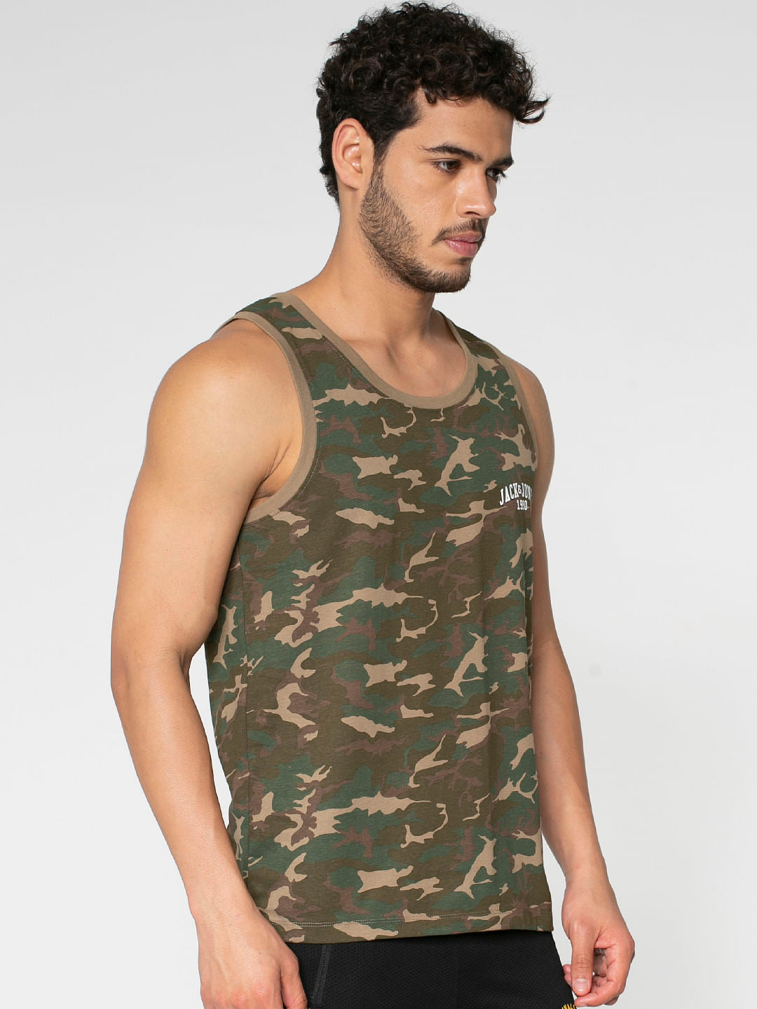 Green All Over Camo Print Vest