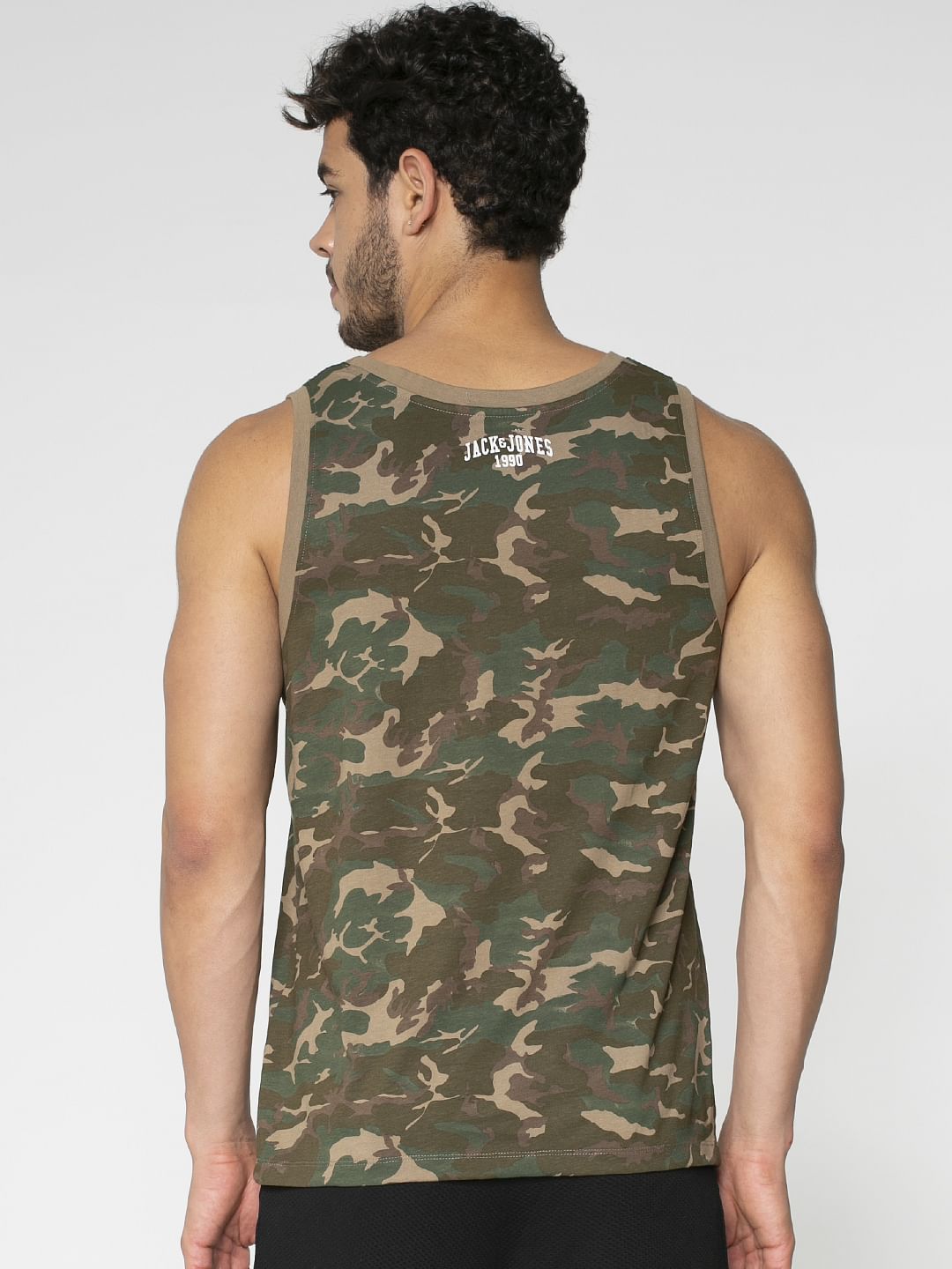 Green All Over Camo Print Vest