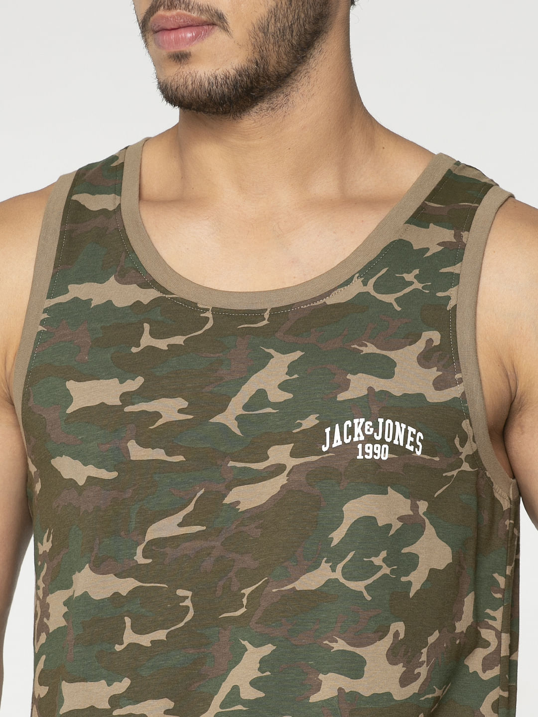 Green All Over Camo Print Vest