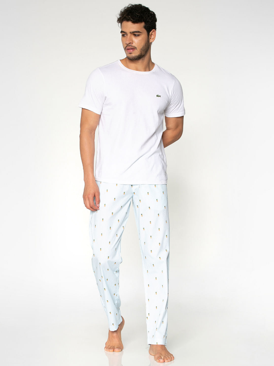 White All Over Pineapple Print Pyjama