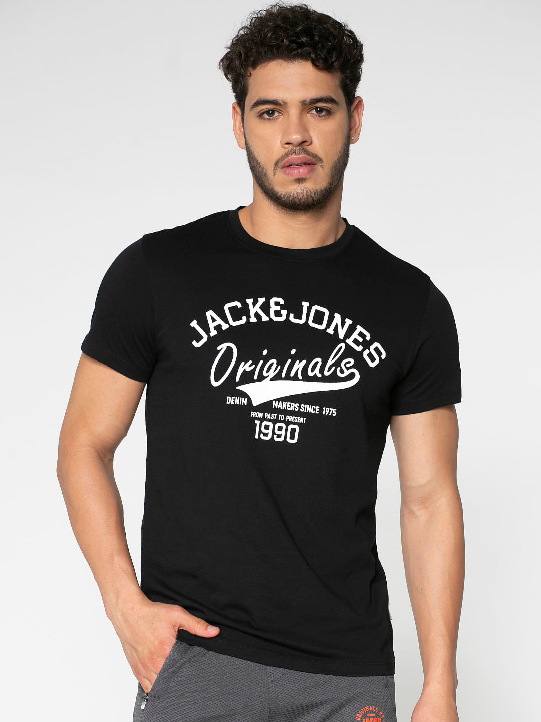 Black Logo Print Crew Neck T-Shirt - S