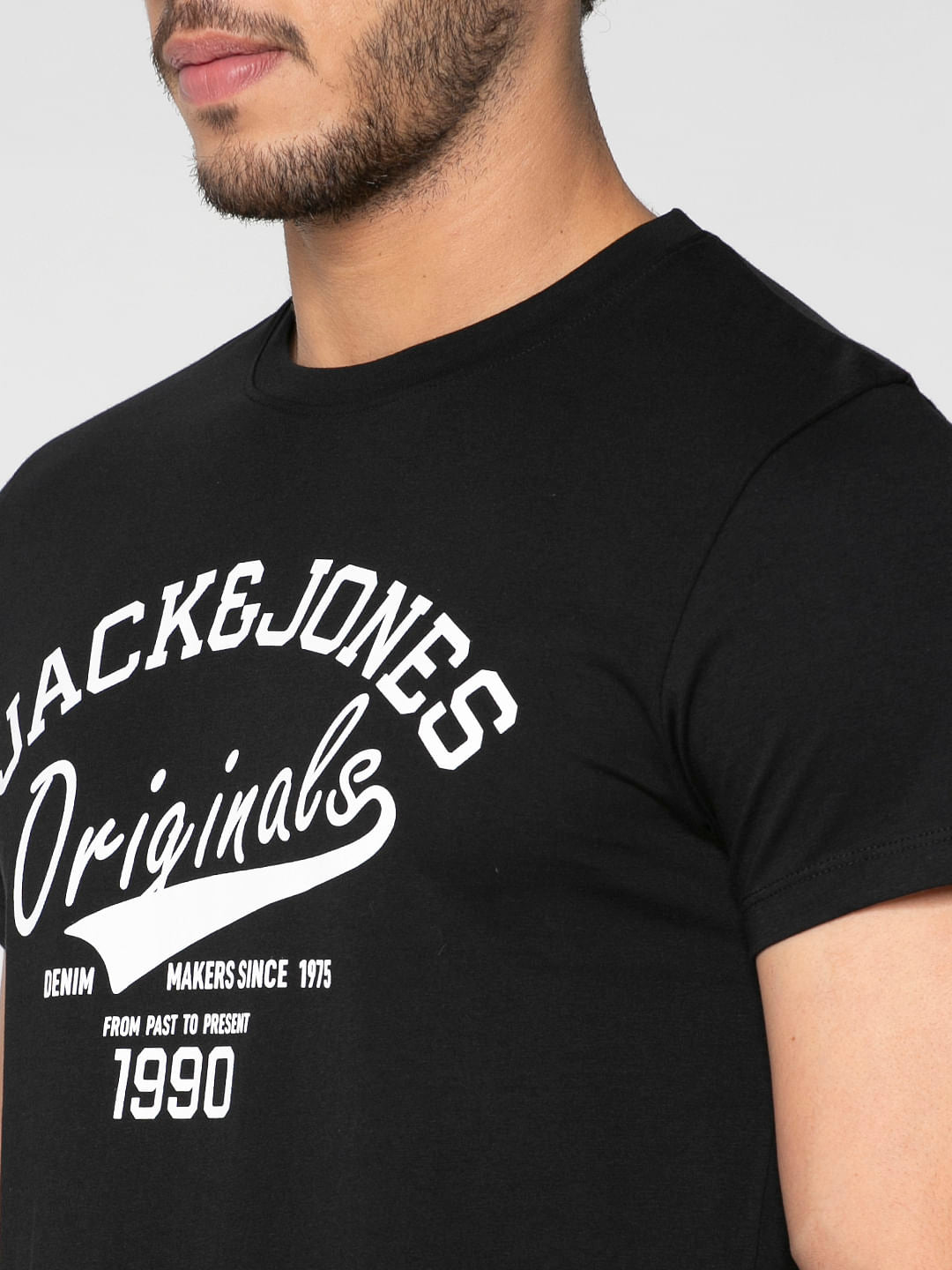 Black Logo Print Crew Neck T-Shirt