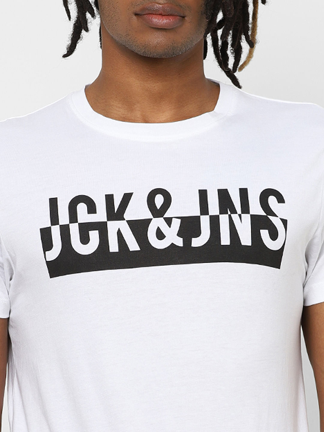 White Logo Print Crew Neck T-shirt