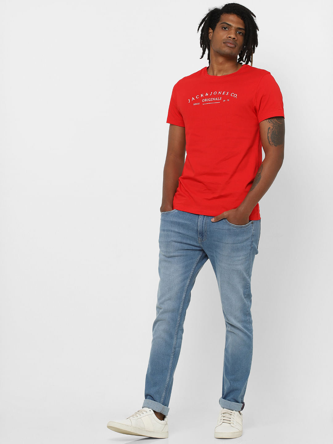 Orange Logo Print Crew Neck T-shirt - S