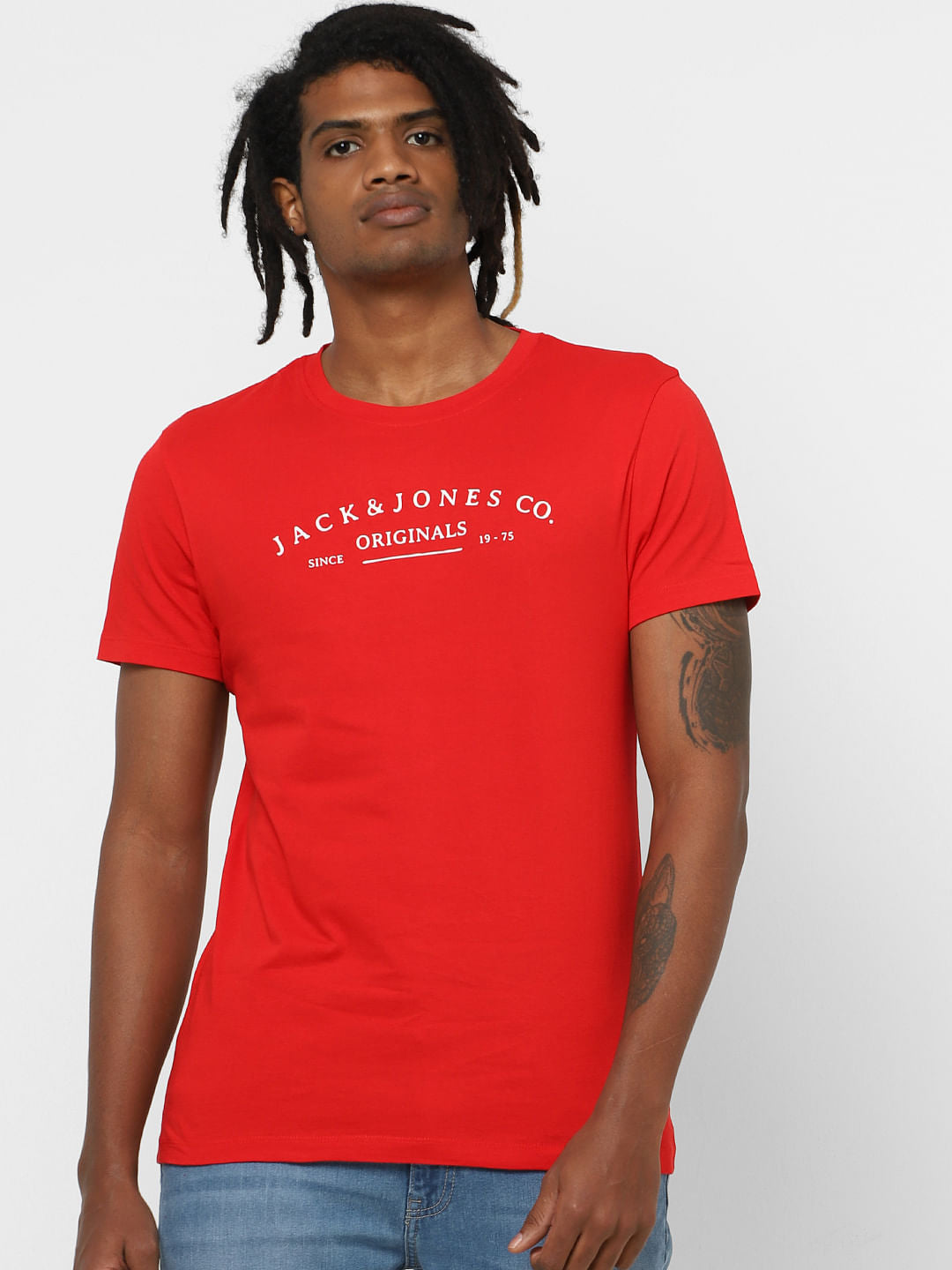 Orange Logo Print Crew Neck T-shirt