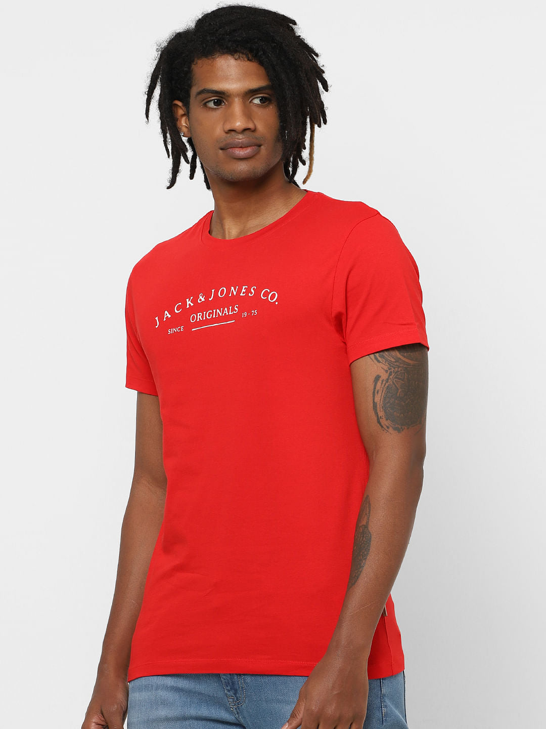Orange Logo Print Crew Neck T-shirt