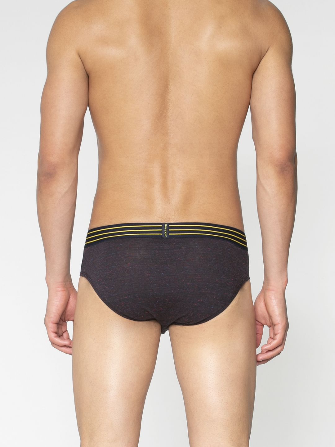 Black Textured Print Briefs
