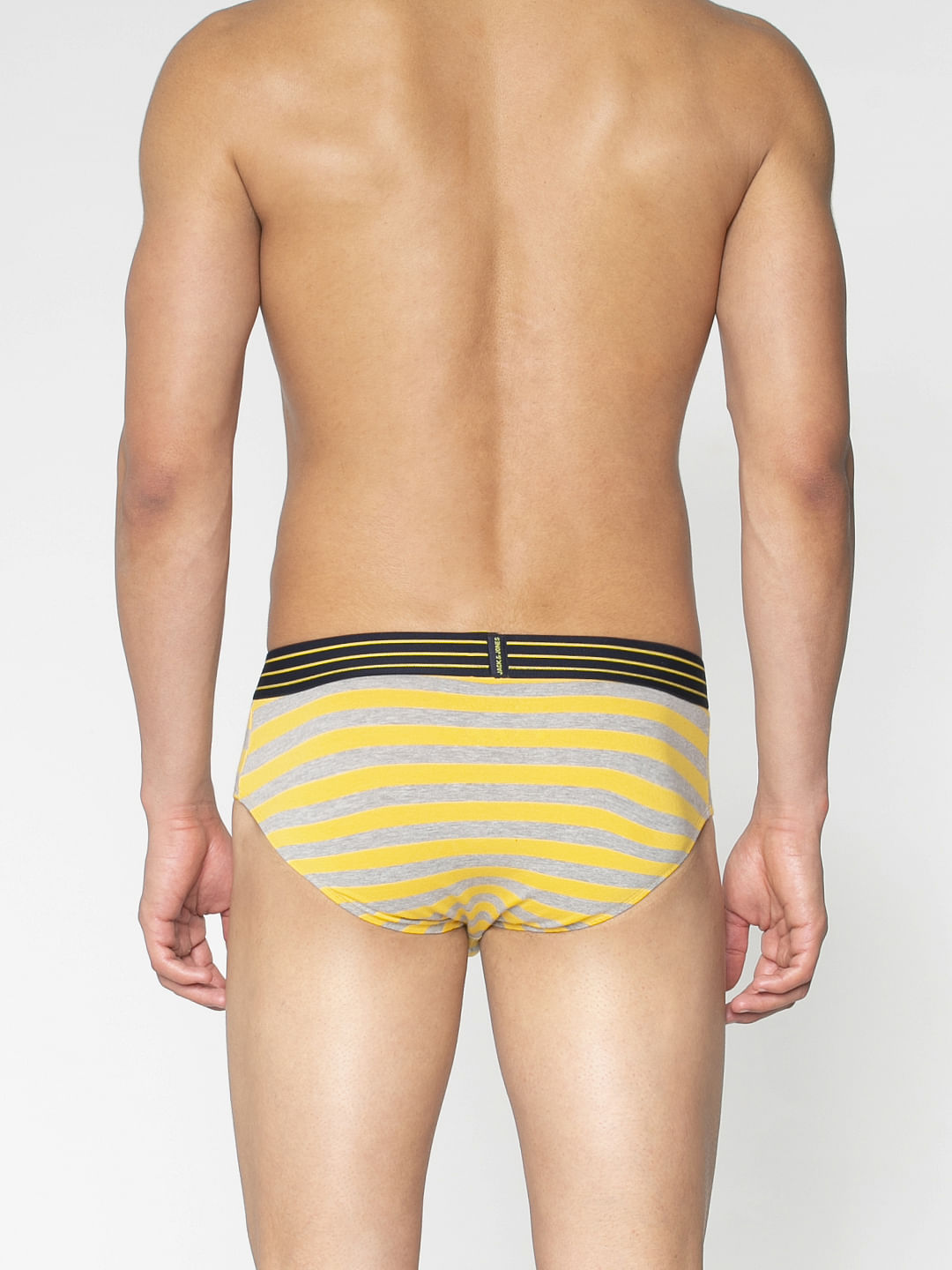 Yellow And Grey Striped Briefs