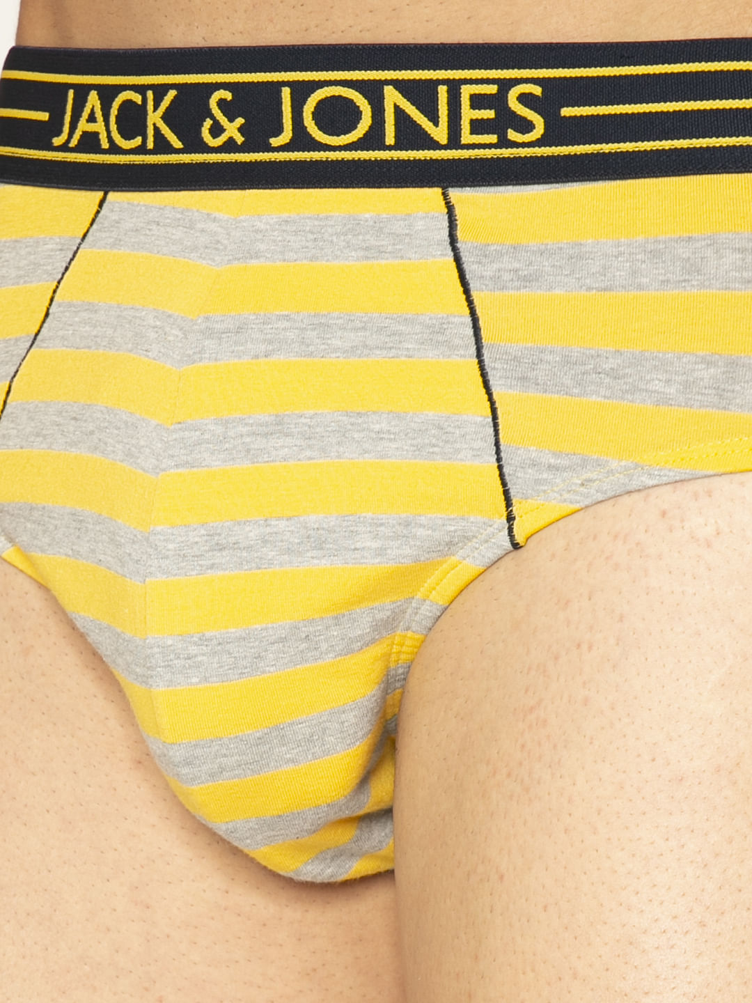 Yellow And Grey Striped Briefs